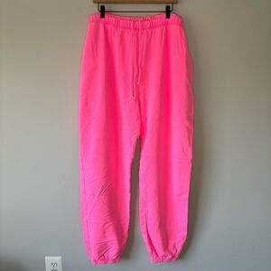 Good American Neon Pink Cotton Jogger Sweatpants - Size 7 / 4XL